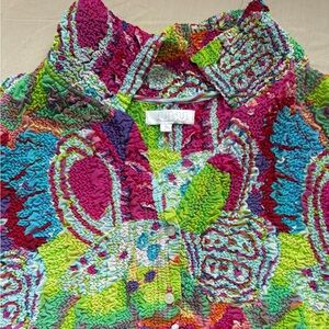 Ubu Dopamine Tunic Colorful Textured Button-Up Shirt
